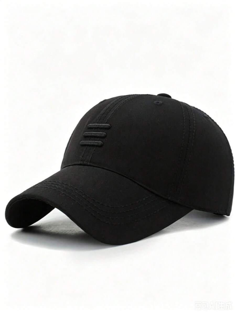 1pc Adjustable Baseball Cap With 3 Embroidered Stripes