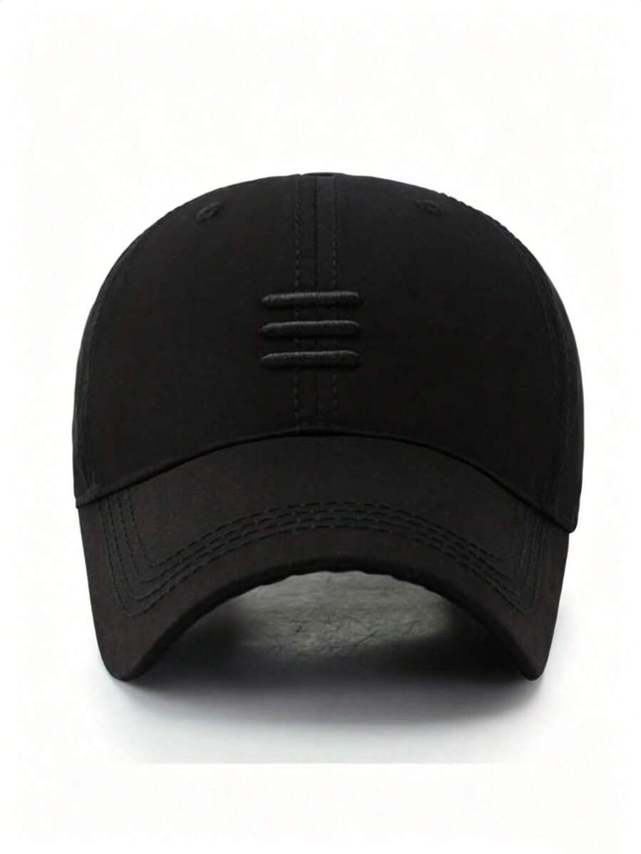 1pc Adjustable Baseball Cap With 3 Embroidered Stripes