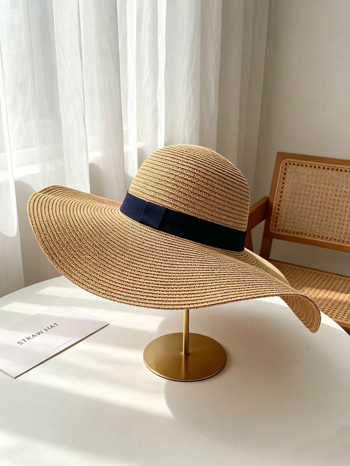 1pc Wide Brim Straw Hat