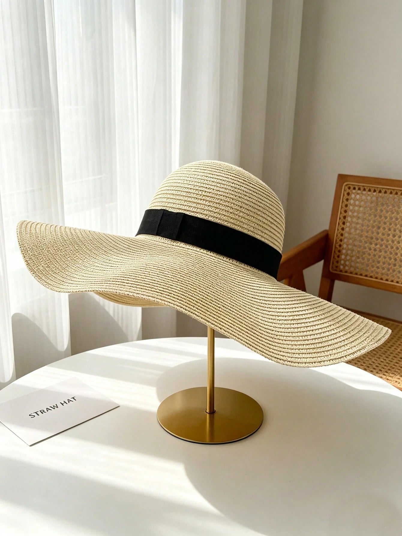 1pc Wide Brim Straw Hat
