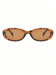 1pc Small Oval Transparent Tinted Sunglasses
