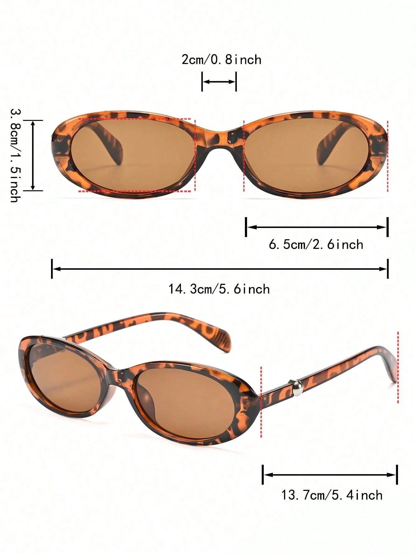 1pc Small Oval Transparent Tinted Sunglasses