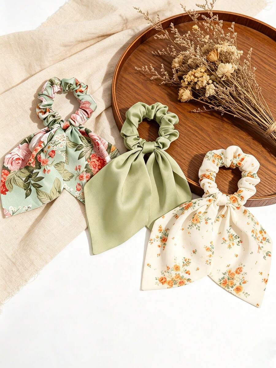 3Pcs Ditsy Floral Shawl Scarf Scrunchies