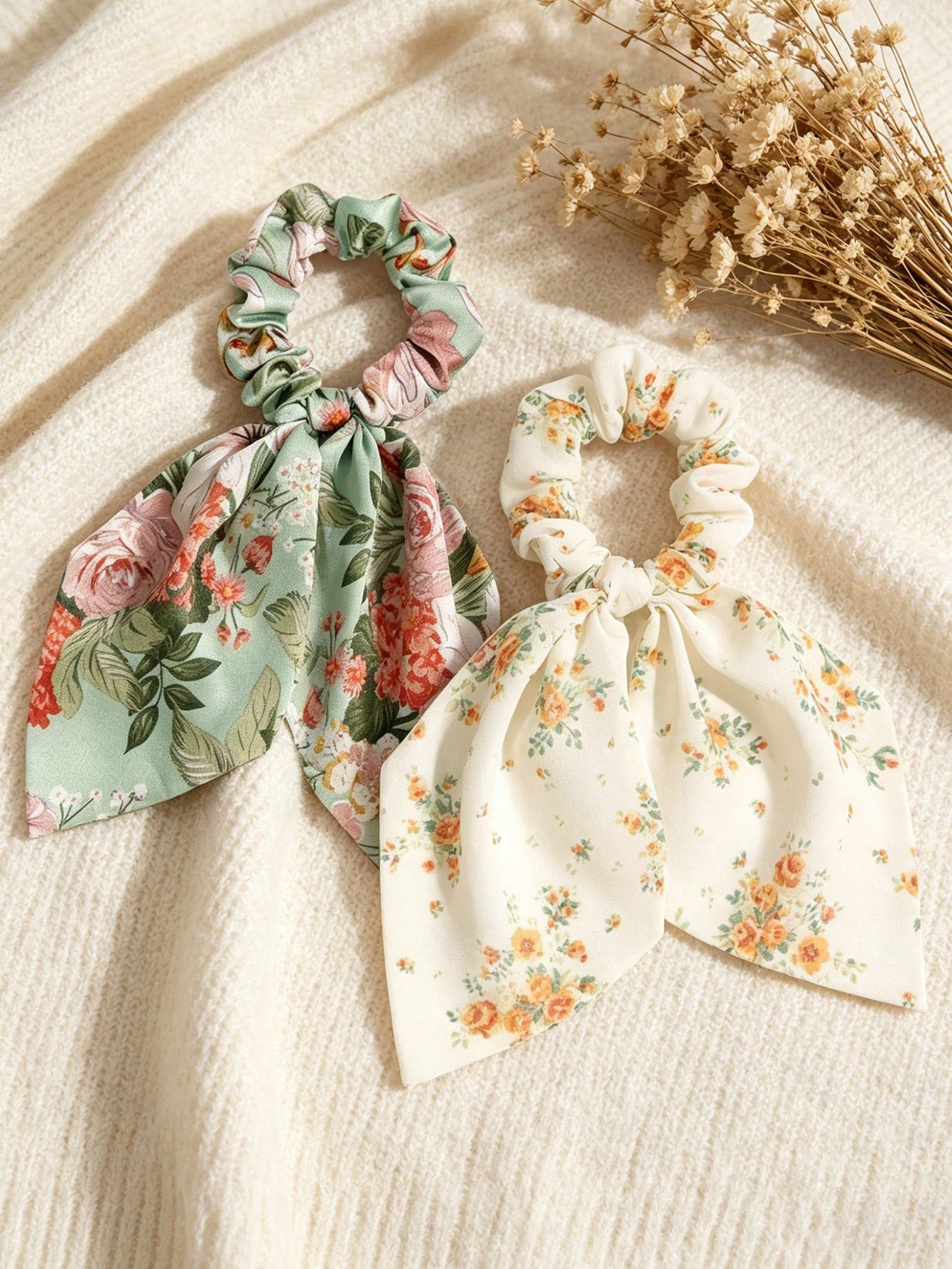 3Pcs Ditsy Floral Shawl Scarf Scrunchies