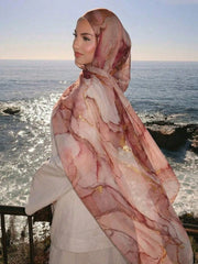 1pc Bohemian Ink Dye Print Chiffon Hijab