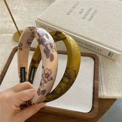 4pcs Satin Watercolor Floral Print Headbands