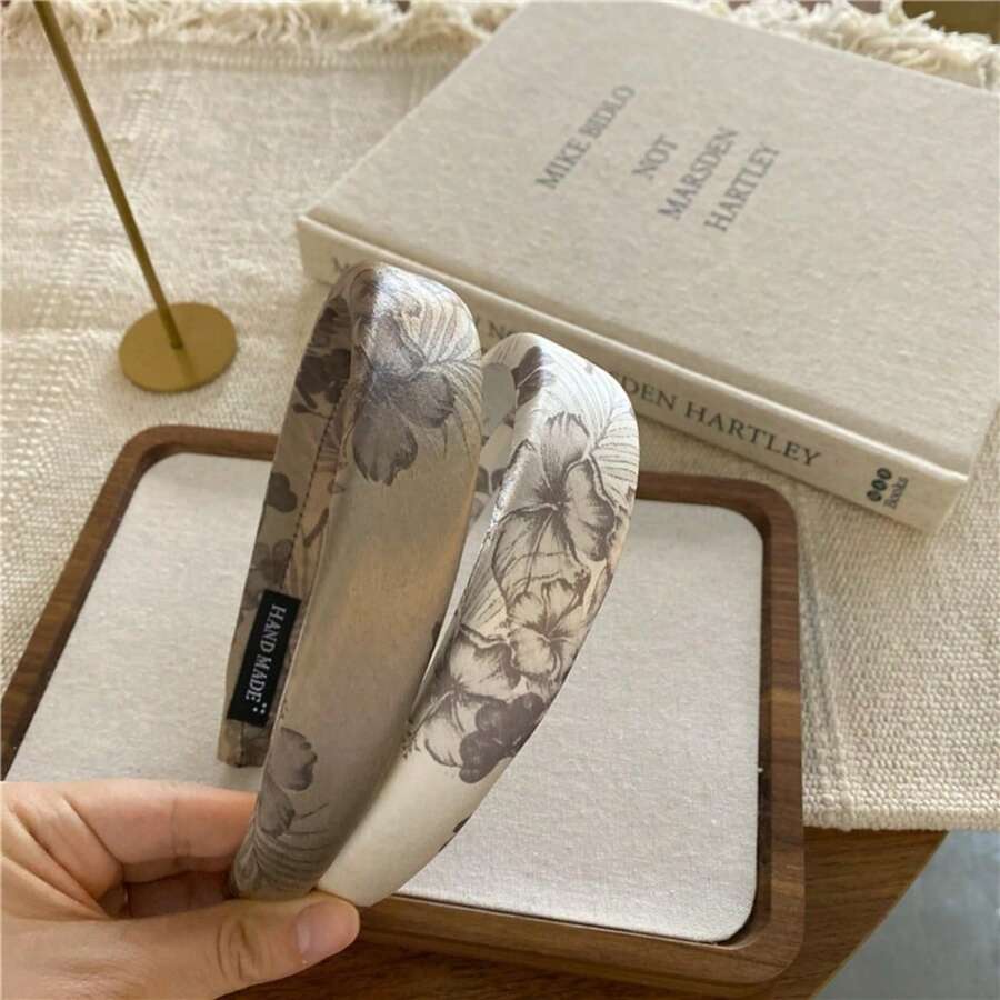 4pcs Satin Watercolor Floral Print Headbands