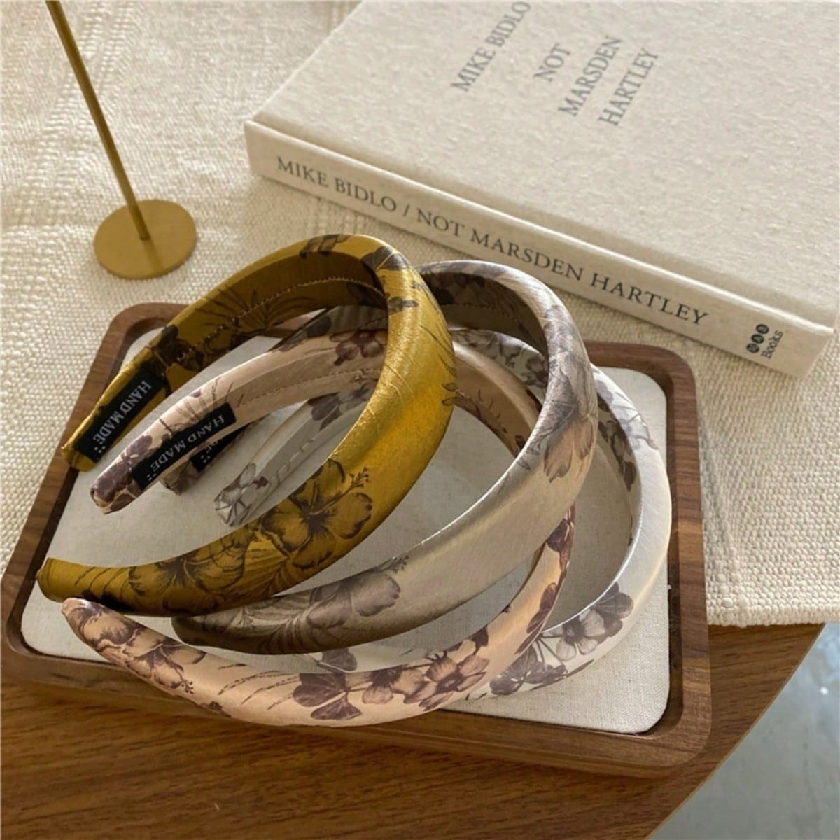 4pcs Satin Watercolor Floral Print Headbands