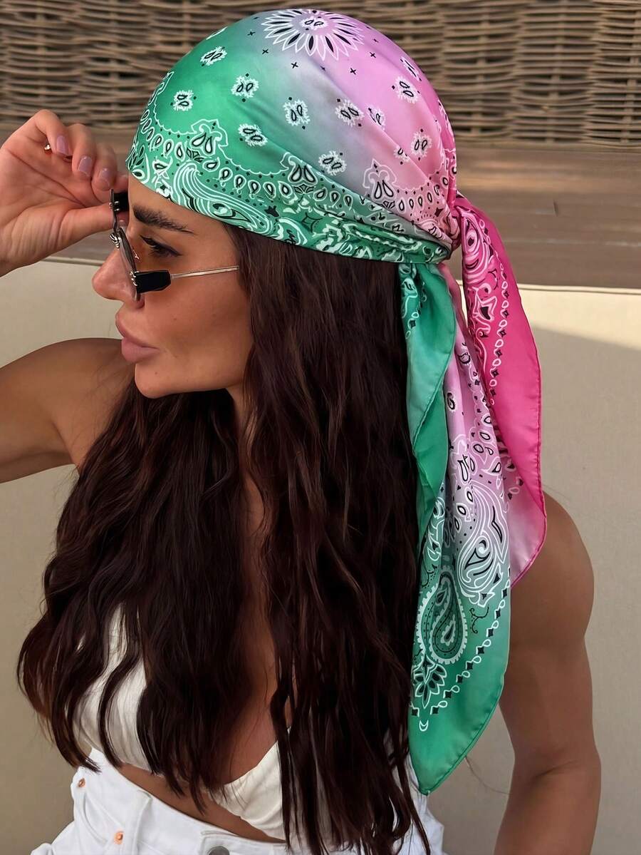 1pc Casual Bohemian Paisley Print Headscarf Bandana