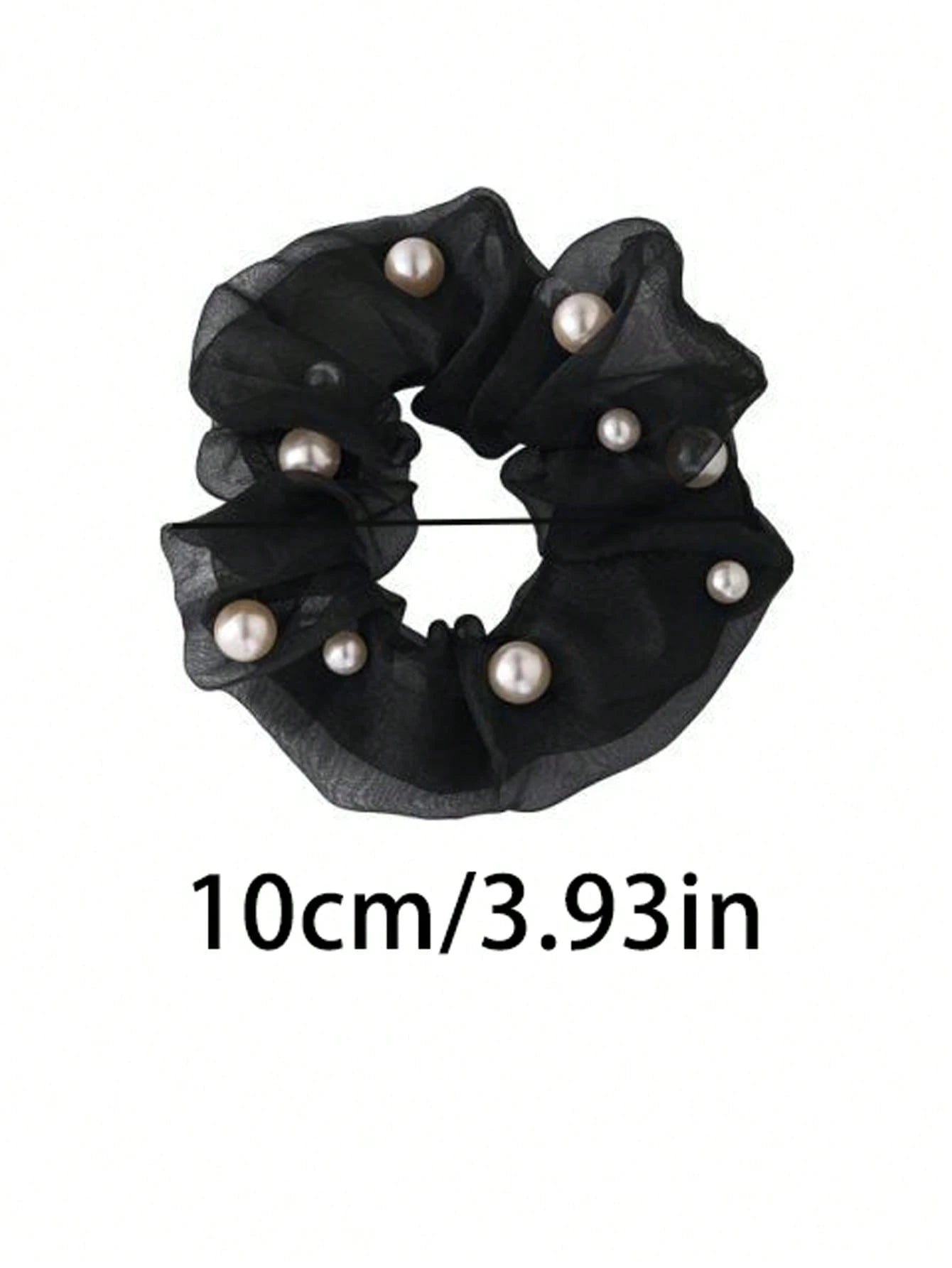 4Pcs Mesh Pearl Hair Scrunchies French Romantic Fabric Ties