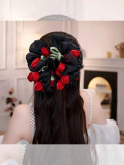 1pc Gorgeous Pink Tulip Flower Hair Claw Clip