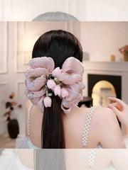 1pc Gorgeous Pink Tulip Flower Hair Claw Clip