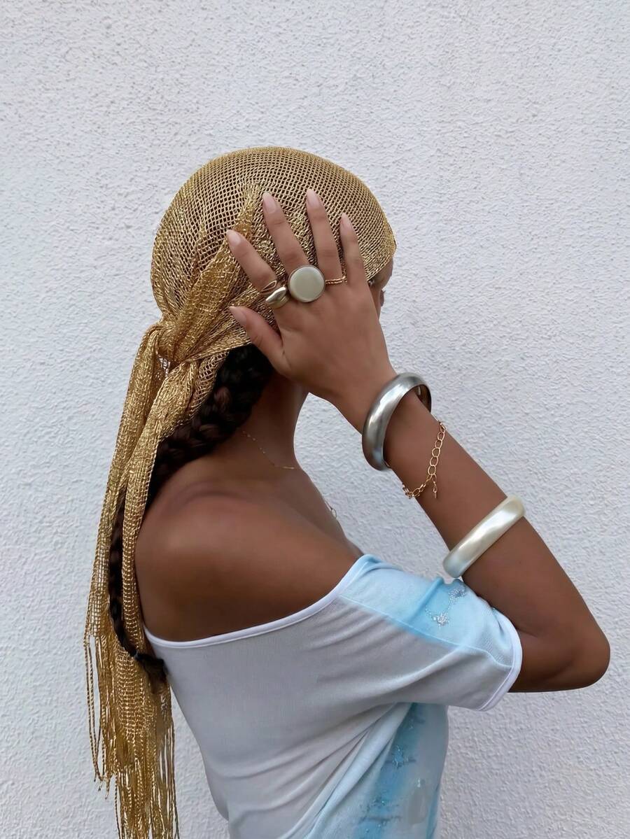 1pc Gold Glitter Tassel Scarf