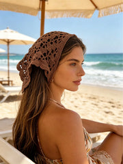 1pc Bandana Hollow Knit Triangle Scarf Floral Lace Headband