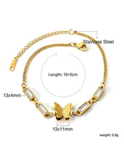 Butterfly Charm Rhinestone Decor Chain Bracelet