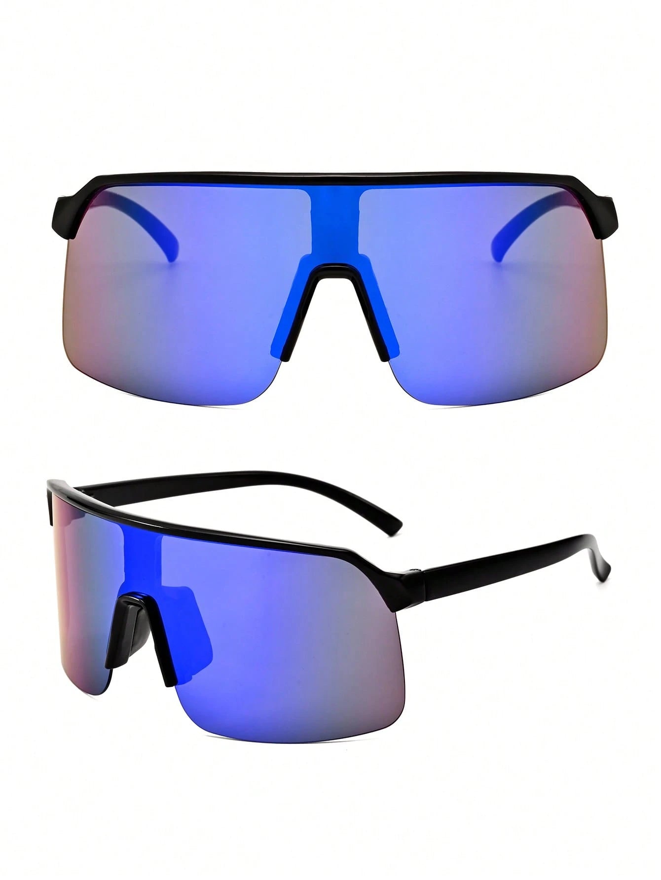 Oversized Iridescent Blue Lens Eyeglasses