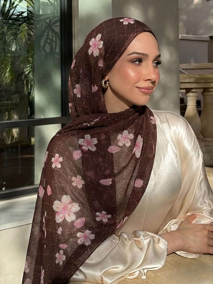 1pc Bohemian Style Watercolor Print Scarf