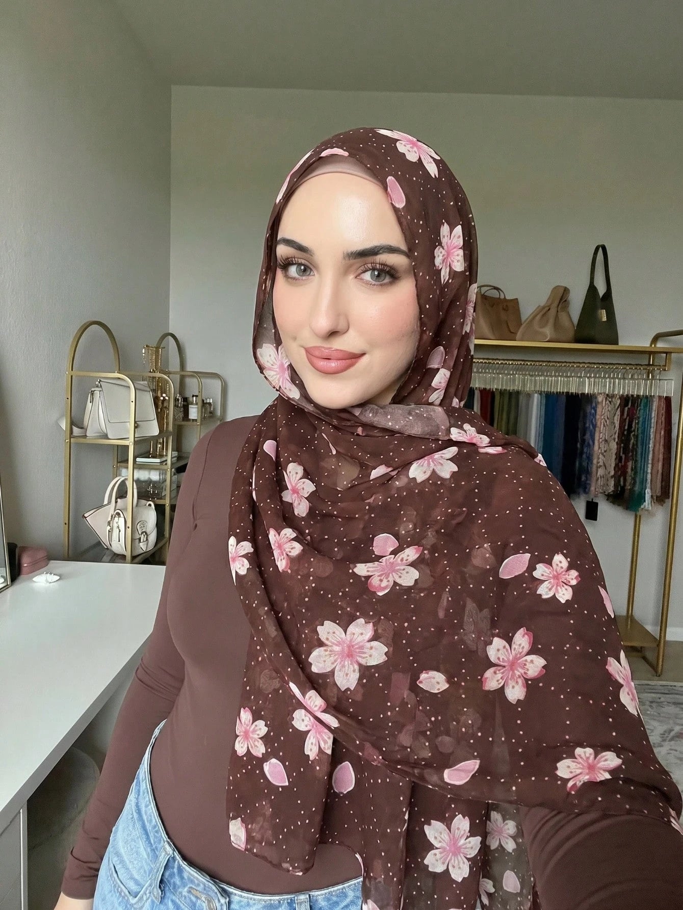 1pc Bohemian Style Watercolor Print Scarf