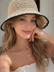 1pc Crochet Knitted Wide Brim Sun Breathable Summer Beach Hat