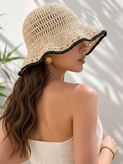 1pc Crochet Knitted Wide Brim Sun Breathable Summer Beach Hat
