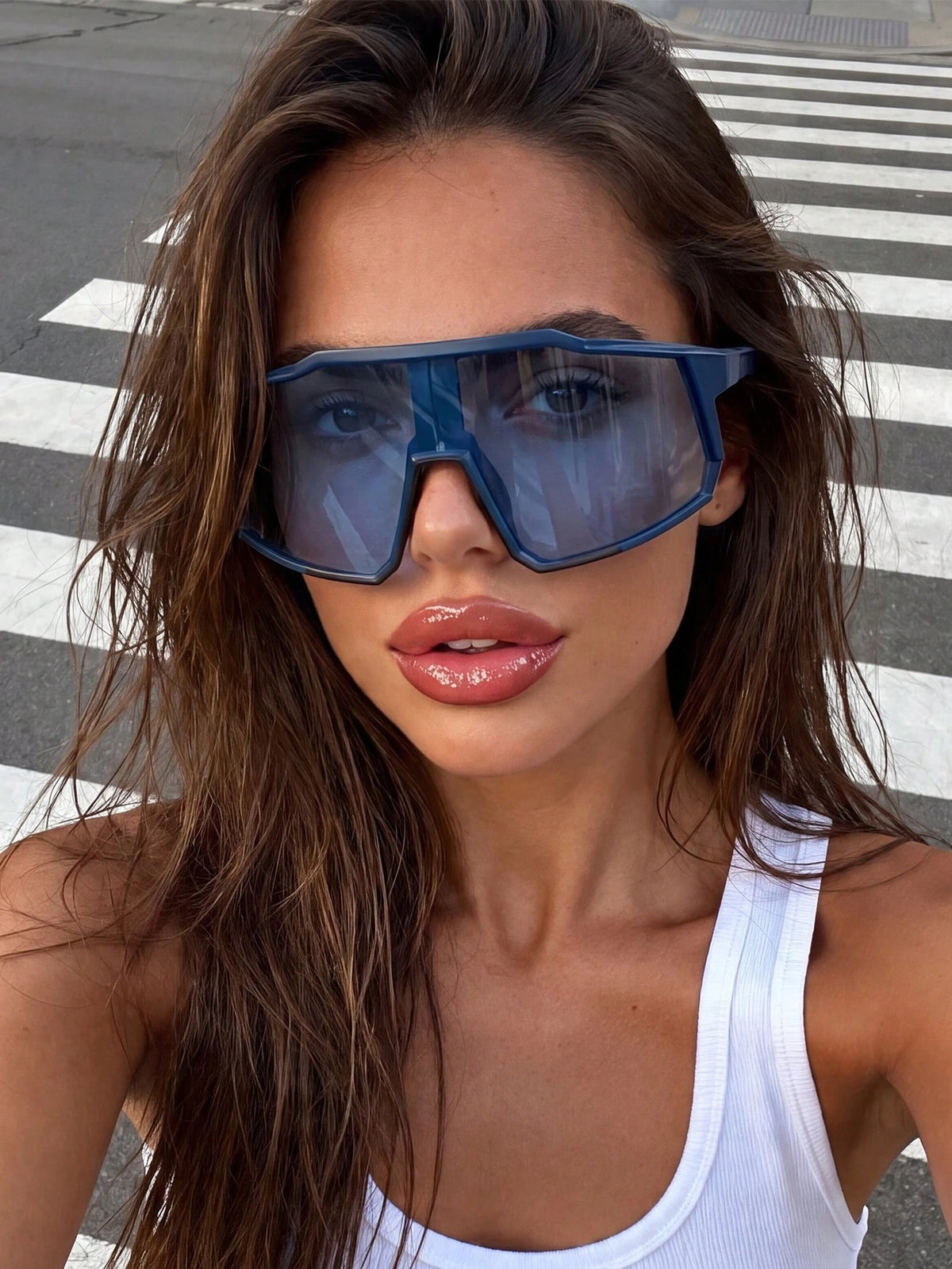 Large Frame Blue Cycling Hiking Glasses