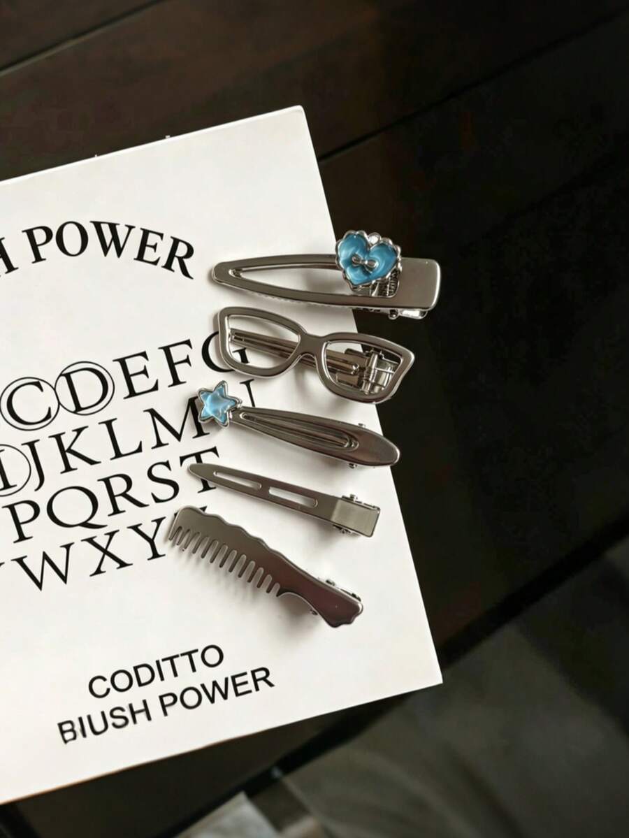 10PCS Cool-Tone Silver Metal Hair Clips Set - www.thetreasurebox.me