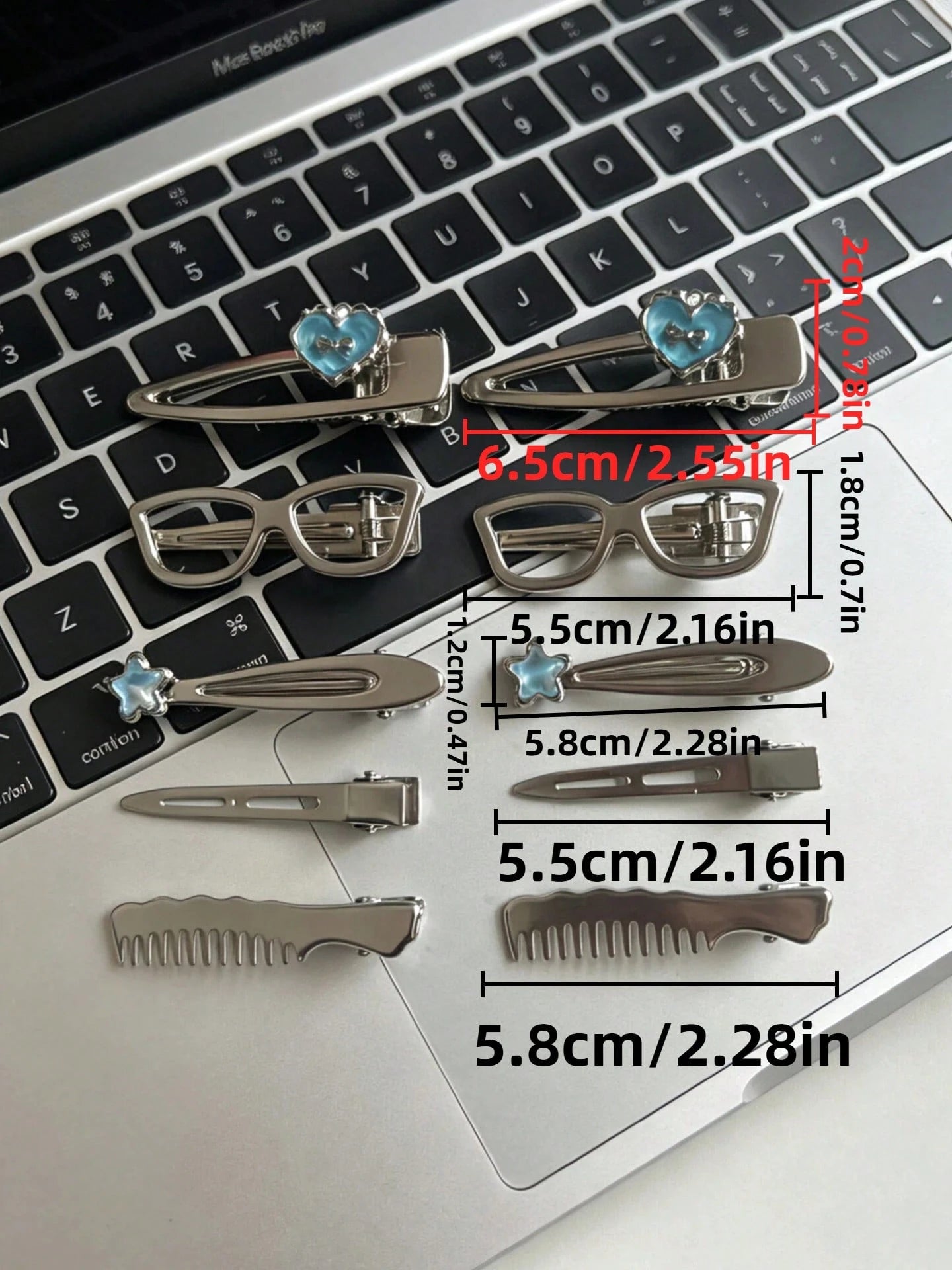 10PCS Cool-Tone Silver Metal Hair Clips Set - www.thetreasurebox.me