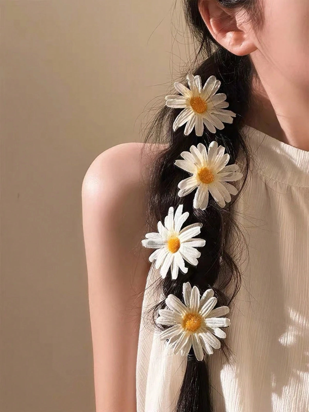6pcs Mori Style Daisy Flower Hair Clips, Sweet Alligator Hair Clips - www.thetreasurebox.me