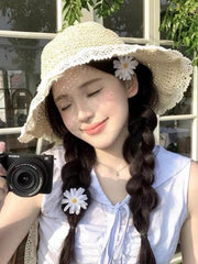 6pcs Mori Style Daisy Flower Hair Clips, Sweet Alligator Hair Clips - www.thetreasurebox.me