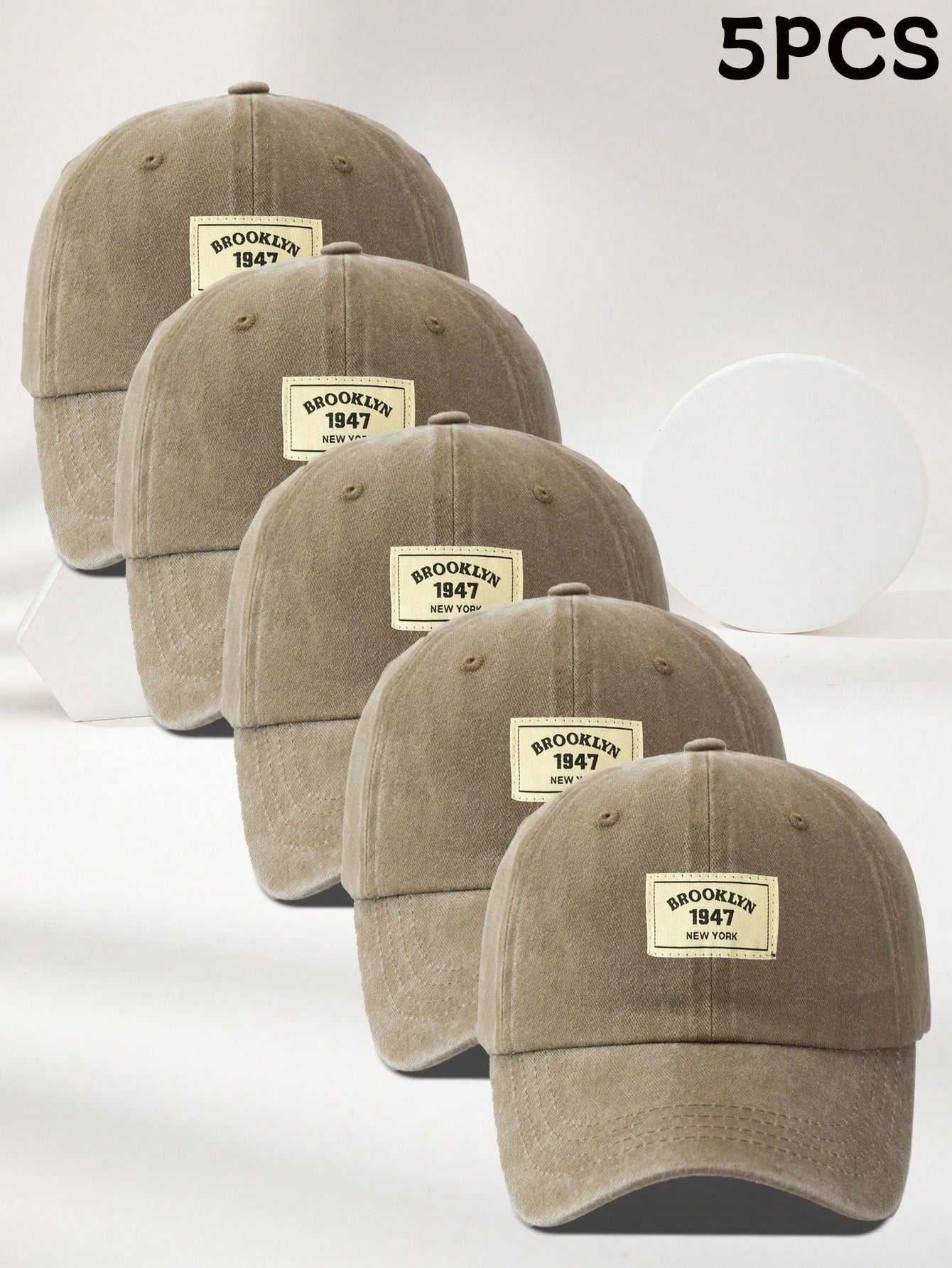 1pc Light Gray Fabric Label Outdoor Adjustable Washed Baseball Cap