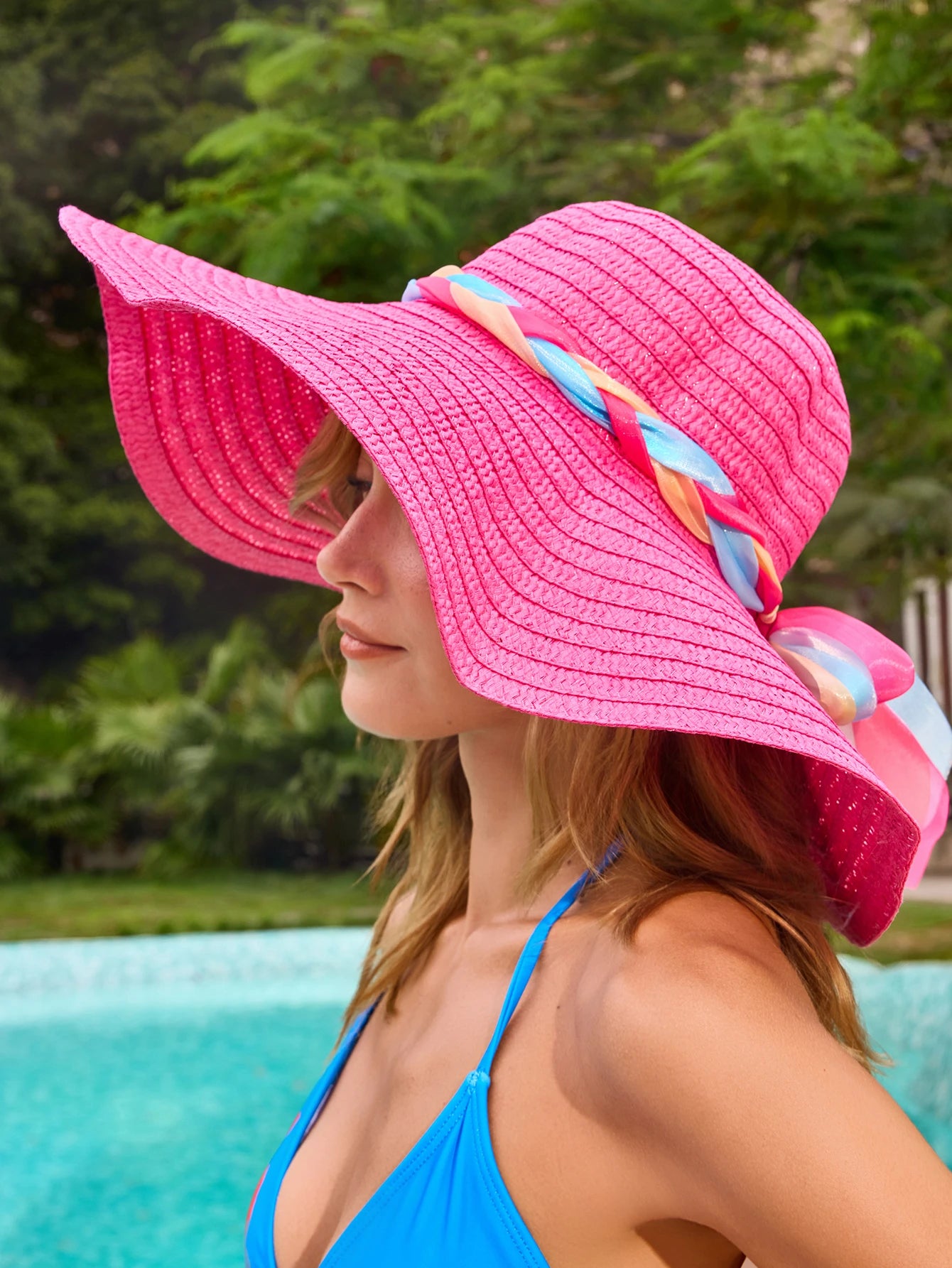 1pc Wide Brim Straw Hat