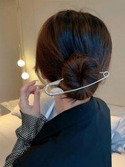 1pc Safety Pin Shaped Silver Hair Clip - www.thetreasurebox.me