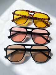 3pc Double Bridge Square Rivet Sunglasses Set