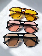 3pc Double Bridge Square Rivet Sunglasses Set