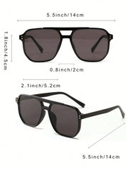 3pc Double Bridge Square Rivet Sunglasses Set
