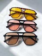 3pc Double Bridge Square Rivet Sunglasses Set