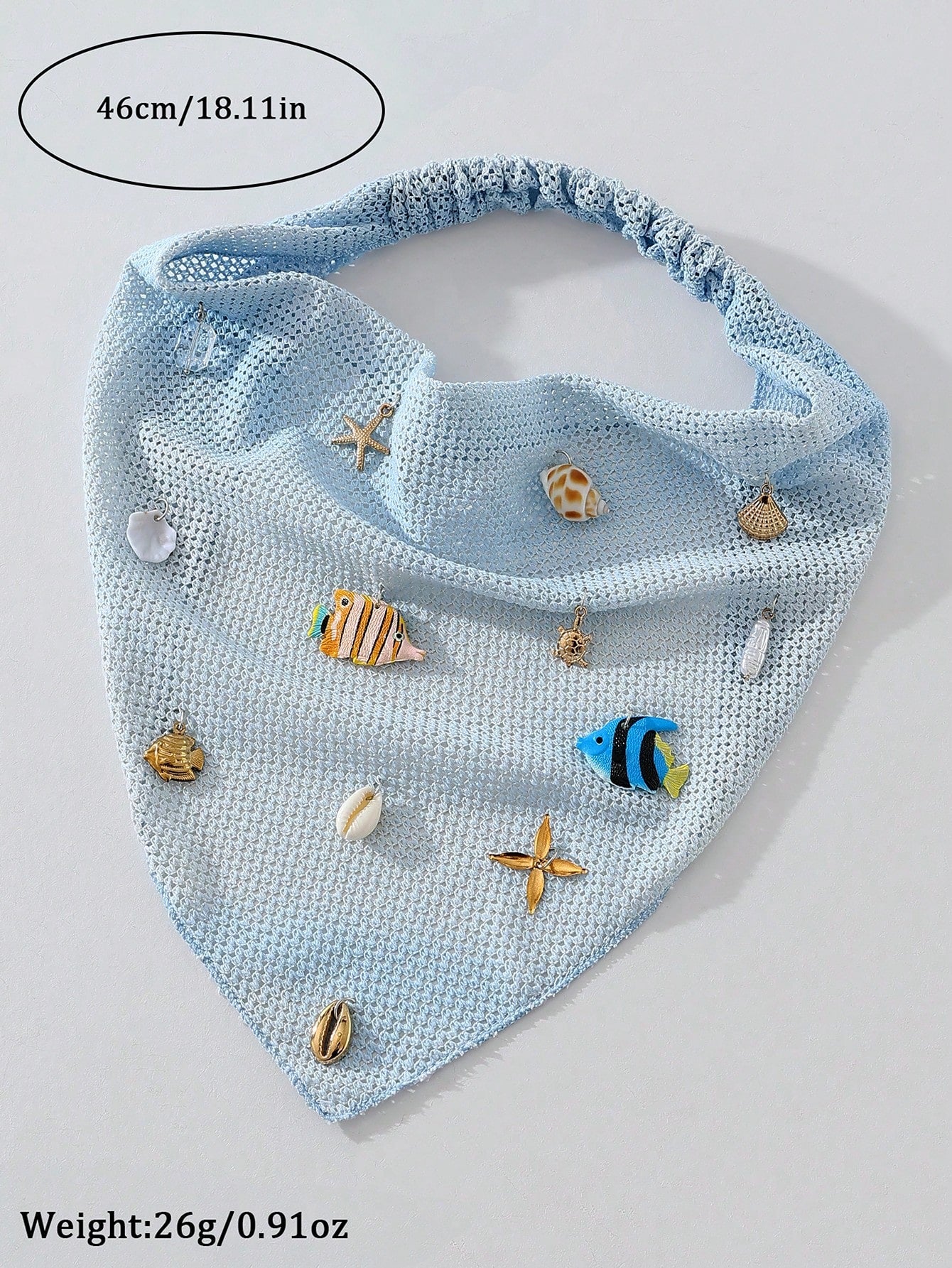 1pc Original Floral Pattern Embroidered Rolled Edge Starfish Seashell Scarf