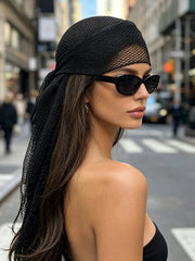 1pc French Vintage Hollow Mesh Headscarf