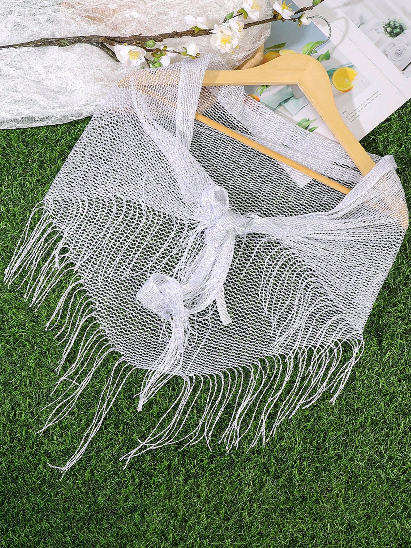 1pc French Vintage Hollow Mesh Headscarf