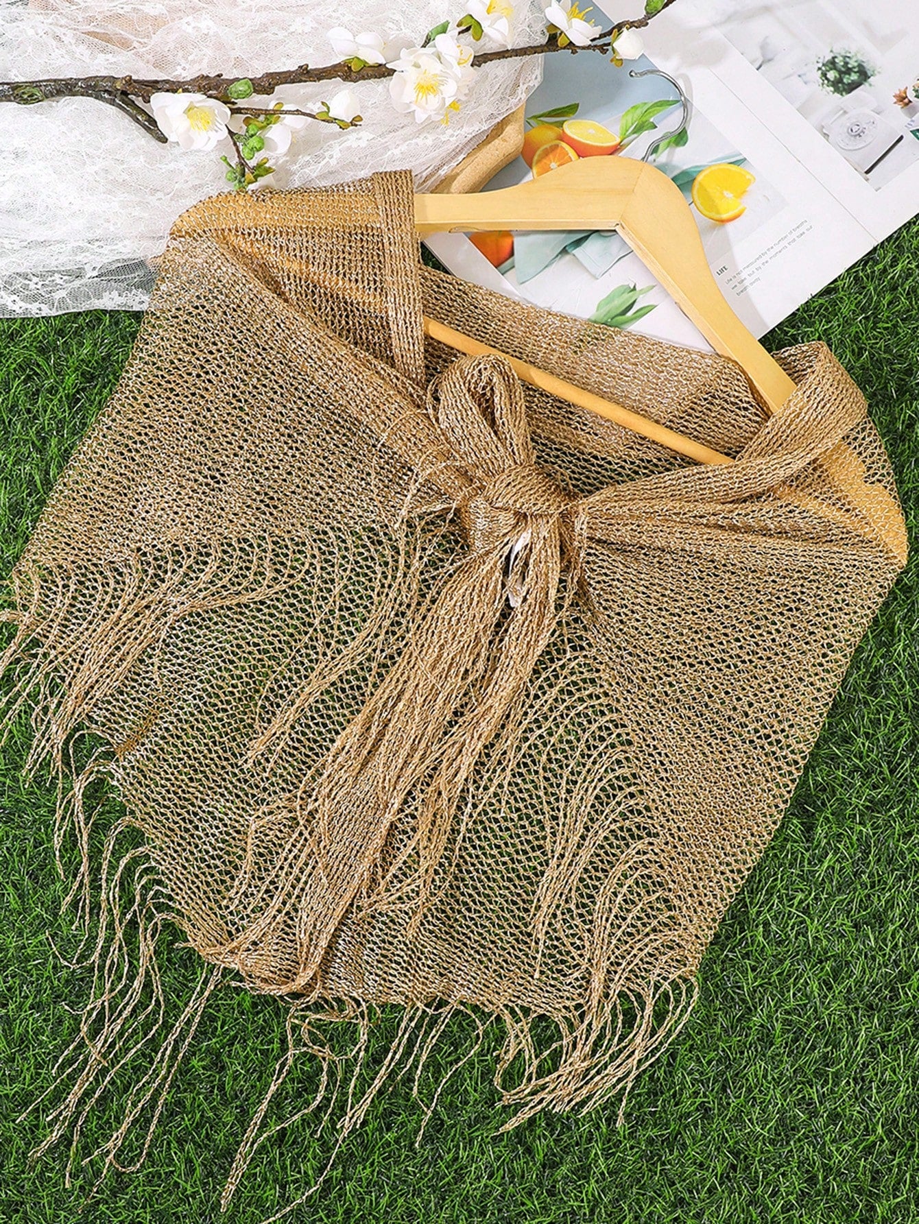 1pc French Vintage Hollow Mesh Headscarf