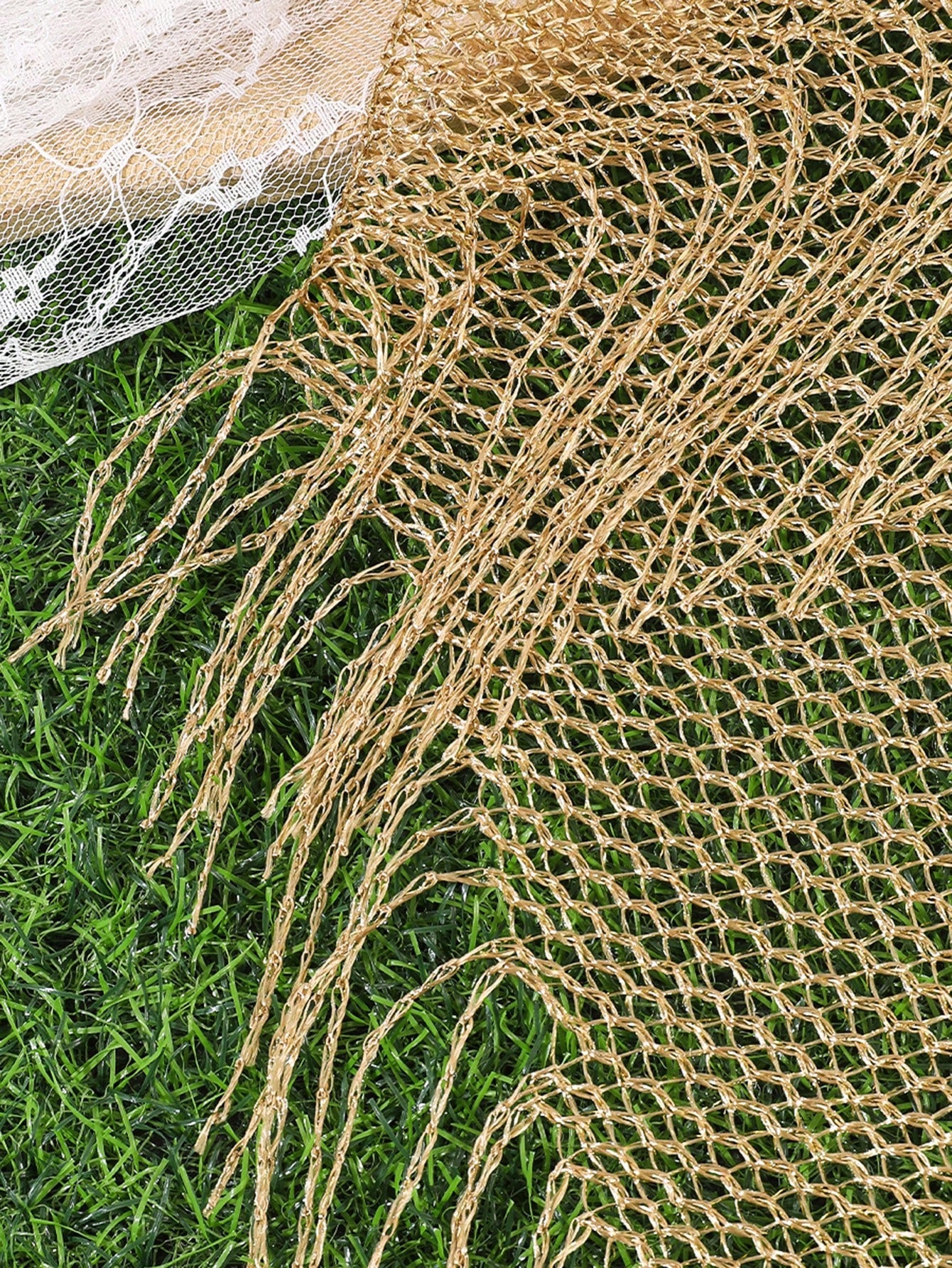 1pc French Vintage Hollow Mesh Headscarf