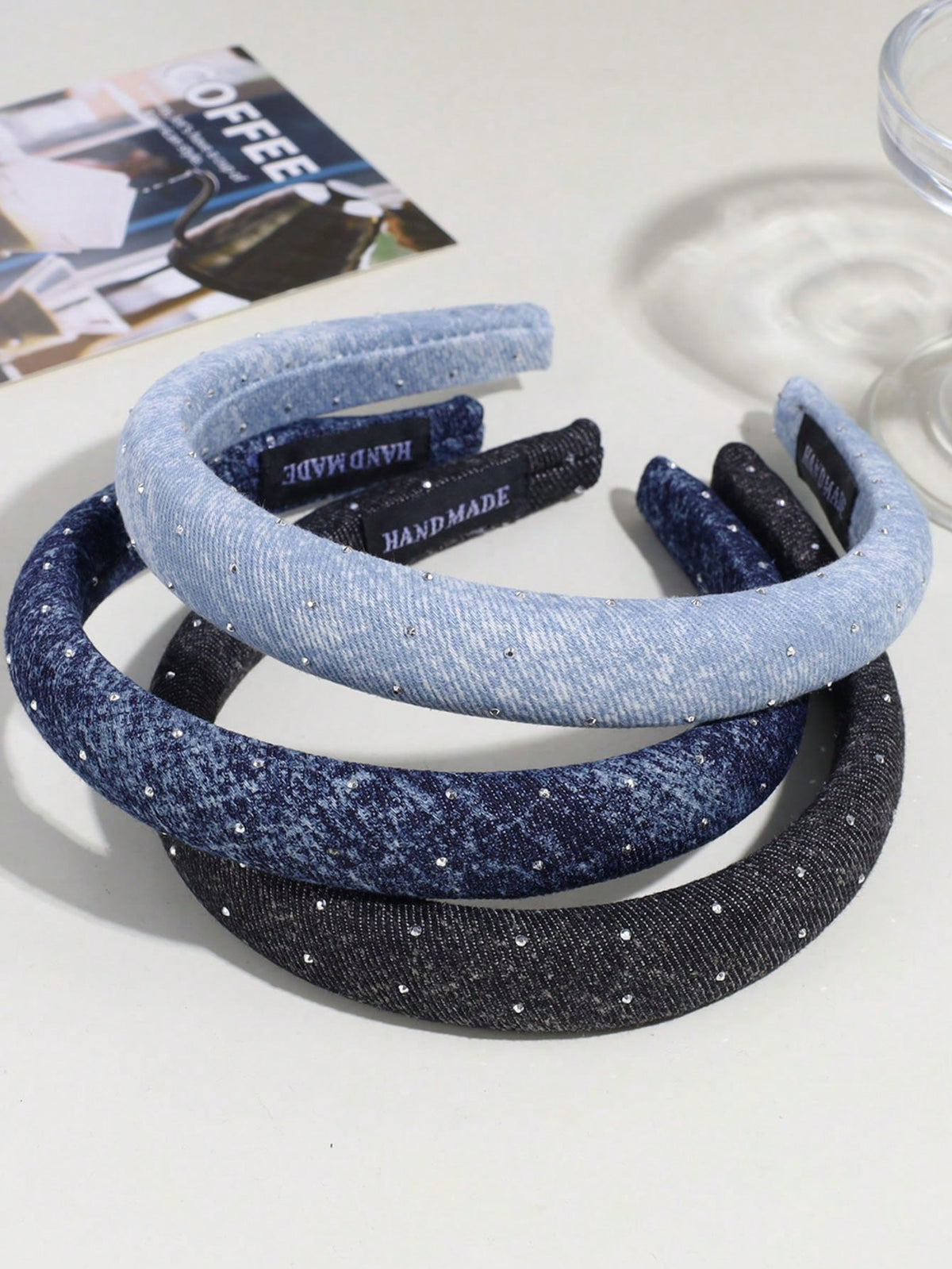 3pcs Elegant Denim Rhinestone Headbands Suitable For Daily Wear Hairband - www.thetreasurebox.me
