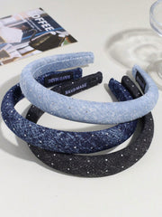 3pcs Elegant Denim Rhinestone Headbands Suitable For Daily Wear Hairband - www.thetreasurebox.me