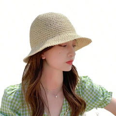 1pc Summer Straw Hat Wide Brim Beach Hat