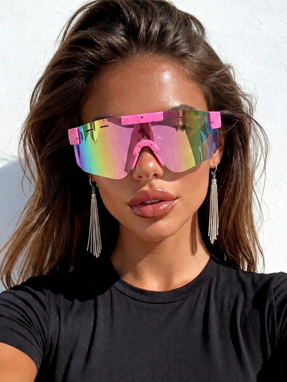 Half-Frame Dopamine Pink Sports Glasses