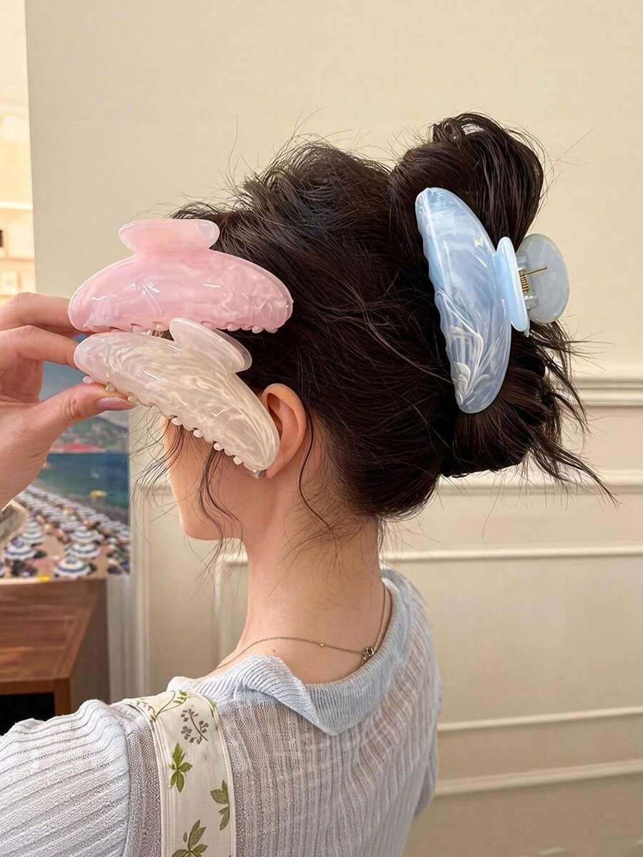 3Pcs Oval Marble Claw Clips