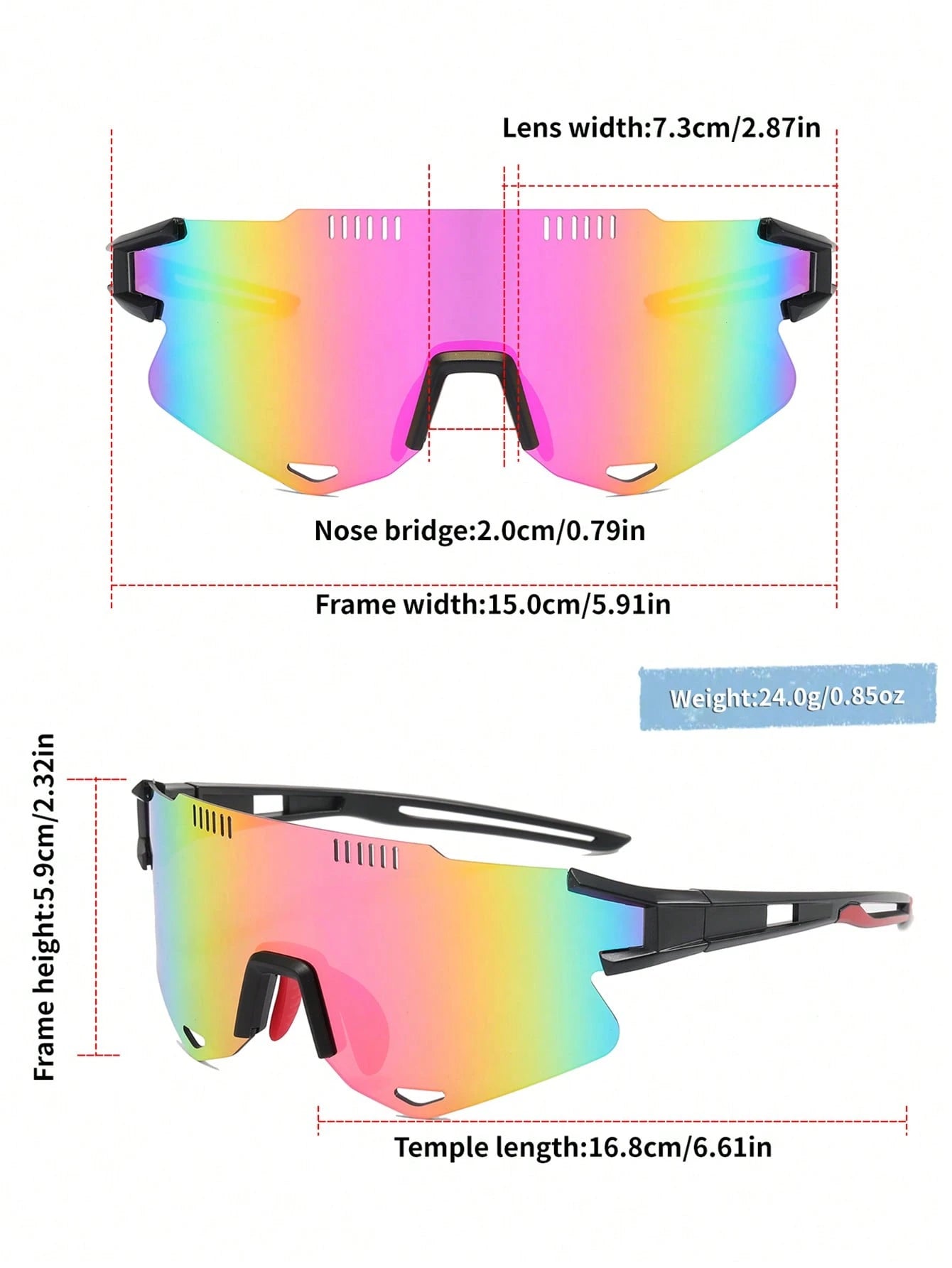 Oversized Colorful Cycling Sports Glasses