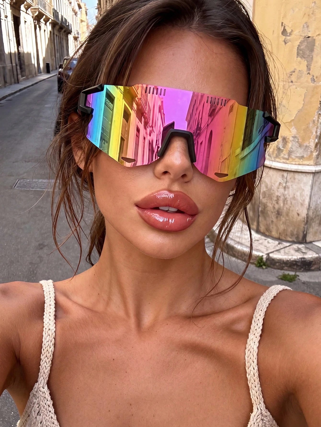 Oversized Colorful Cycling Sports Glasses