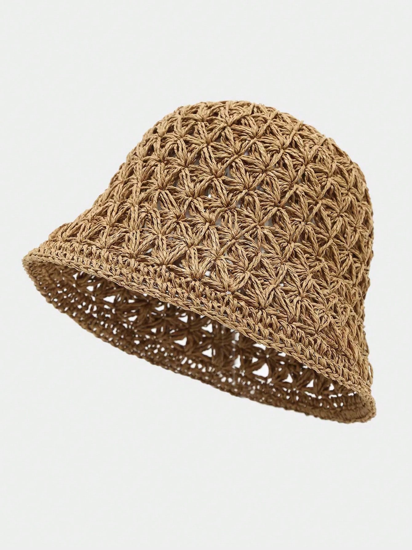 1PC Hollow Crochet Straw Bucket Hat