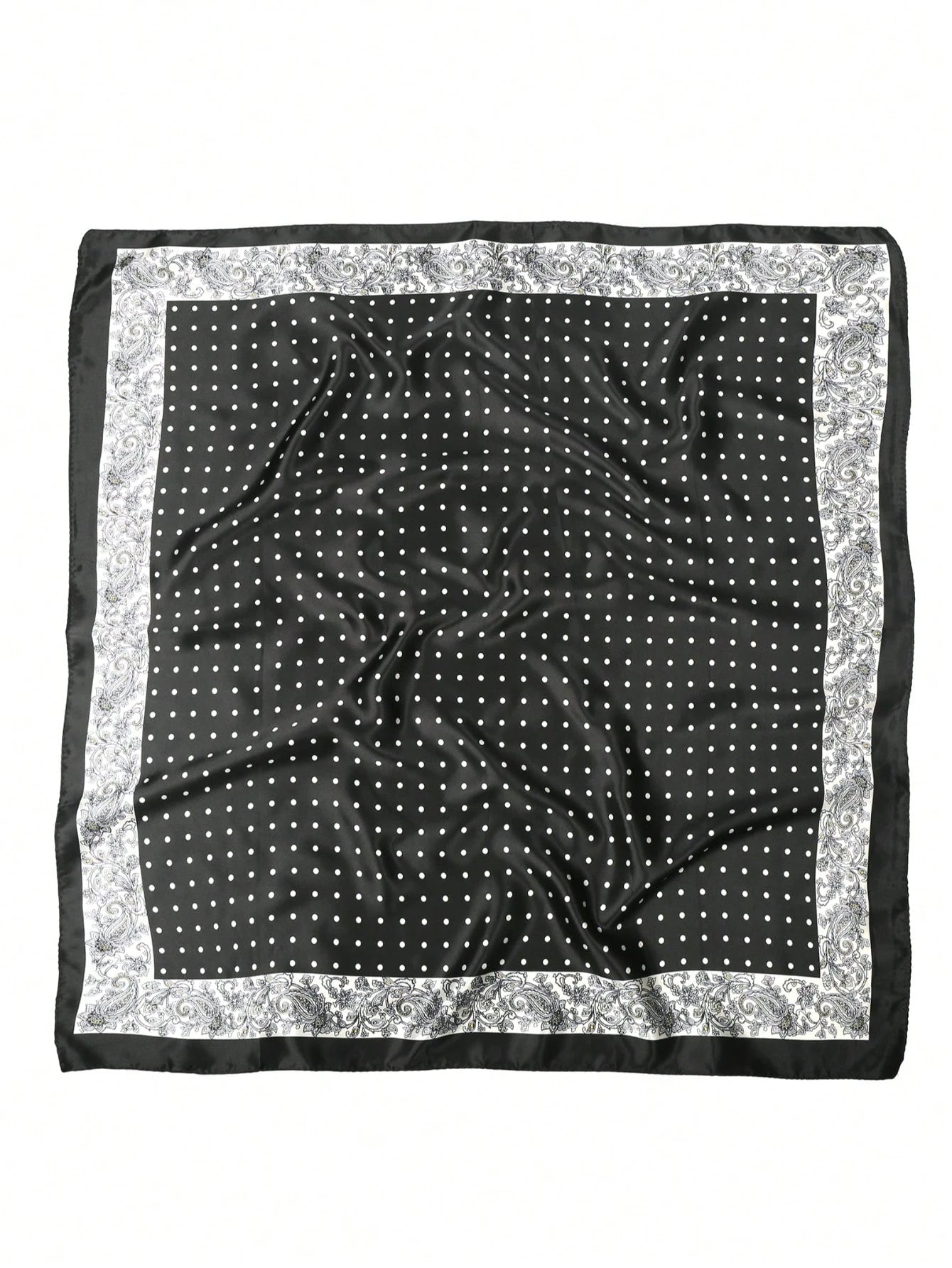 1pc Black Small Polka Dot Paisley Print Square Scarf